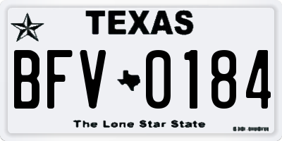TX license plate BFV0184