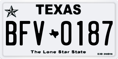 TX license plate BFV0187