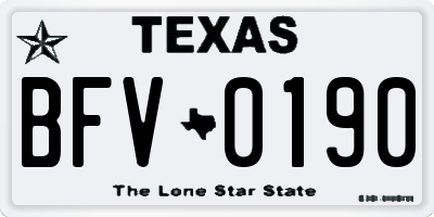 TX license plate BFV0190
