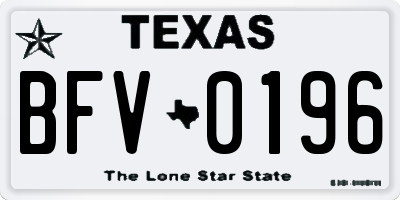 TX license plate BFV0196