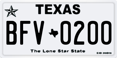 TX license plate BFV0200