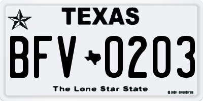 TX license plate BFV0203