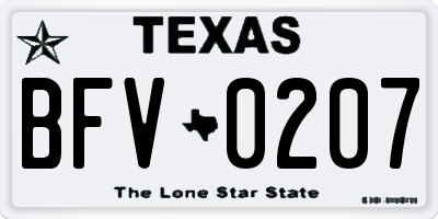 TX license plate BFV0207