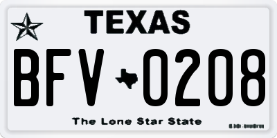 TX license plate BFV0208