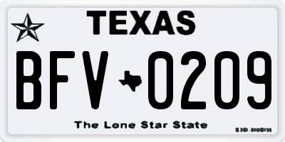TX license plate BFV0209