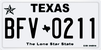 TX license plate BFV0211