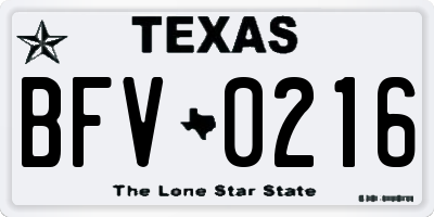 TX license plate BFV0216