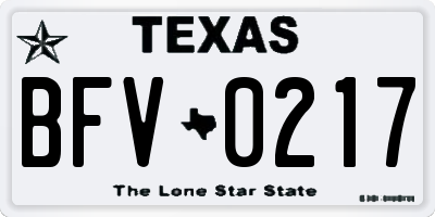 TX license plate BFV0217