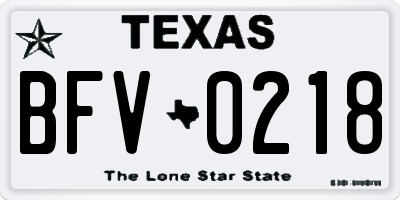 TX license plate BFV0218