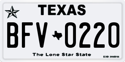 TX license plate BFV0220