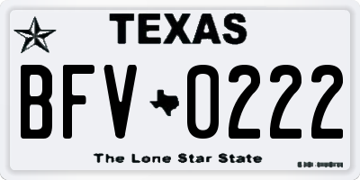TX license plate BFV0222