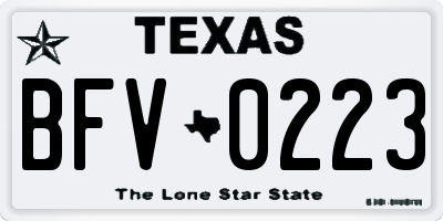 TX license plate BFV0223