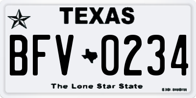 TX license plate BFV0234