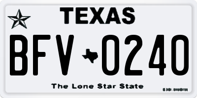 TX license plate BFV0240