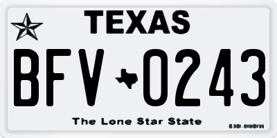 TX license plate BFV0243