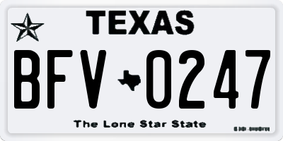 TX license plate BFV0247