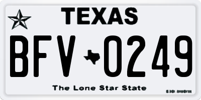 TX license plate BFV0249