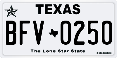 TX license plate BFV0250