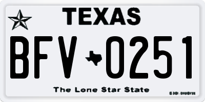 TX license plate BFV0251