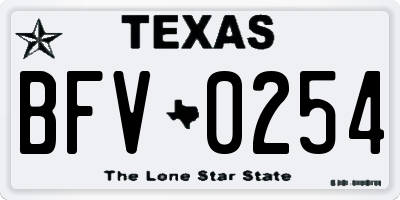 TX license plate BFV0254