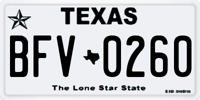 TX license plate BFV0260
