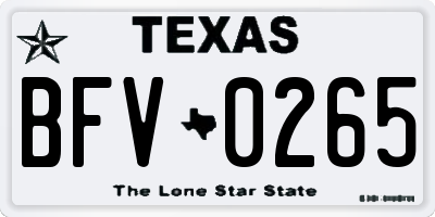 TX license plate BFV0265