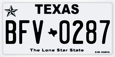 TX license plate BFV0287