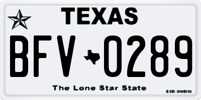 TX license plate BFV0289