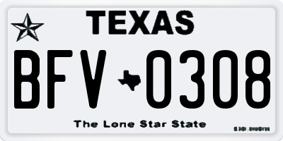 TX license plate BFV0308
