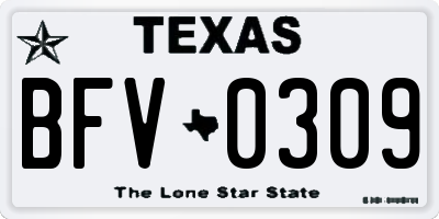 TX license plate BFV0309
