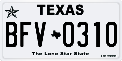 TX license plate BFV0310