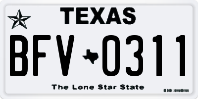 TX license plate BFV0311