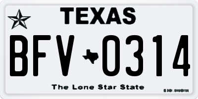 TX license plate BFV0314