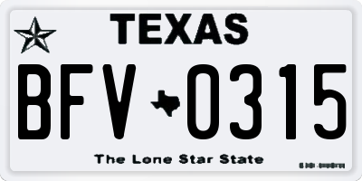 TX license plate BFV0315