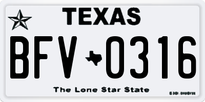 TX license plate BFV0316