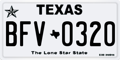 TX license plate BFV0320