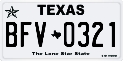 TX license plate BFV0321