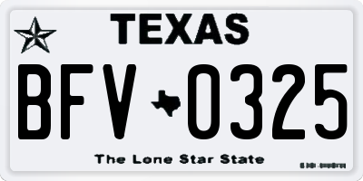 TX license plate BFV0325