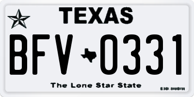 TX license plate BFV0331