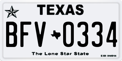 TX license plate BFV0334