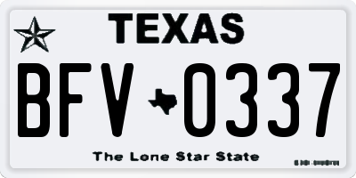 TX license plate BFV0337