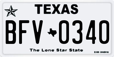 TX license plate BFV0340