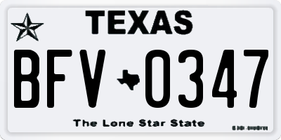TX license plate BFV0347