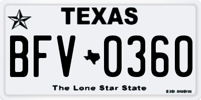TX license plate BFV0360