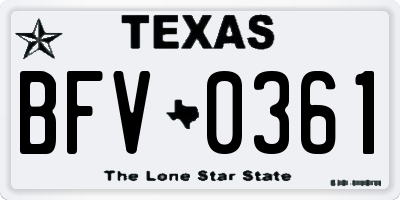 TX license plate BFV0361