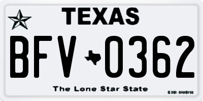 TX license plate BFV0362