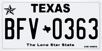 TX license plate BFV0363
