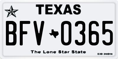 TX license plate BFV0365