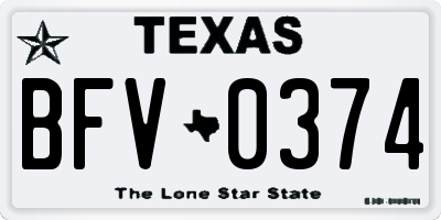 TX license plate BFV0374