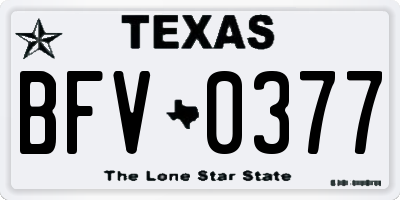 TX license plate BFV0377